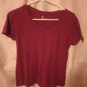 Carhartt Women's Short Sleeve V-Neck Tee - Burgundy